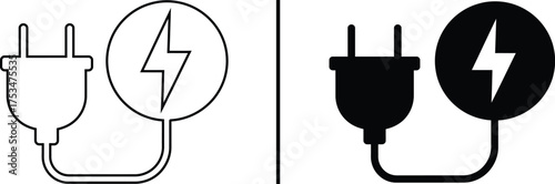 Power Plug Symbol: A symbolic representation of electrical power and connection featuring a plug connected to an outlet with an energy bolt.