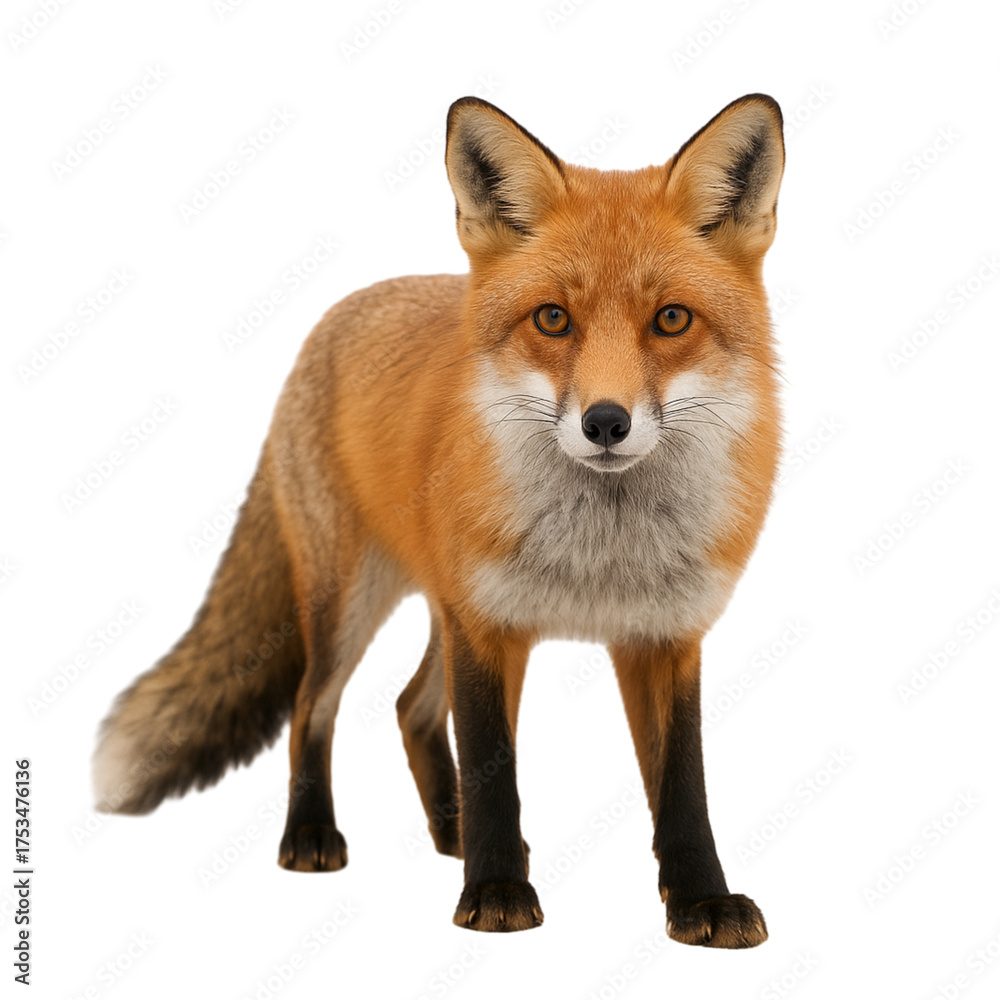 Fototapeta premium Wild fox on white background