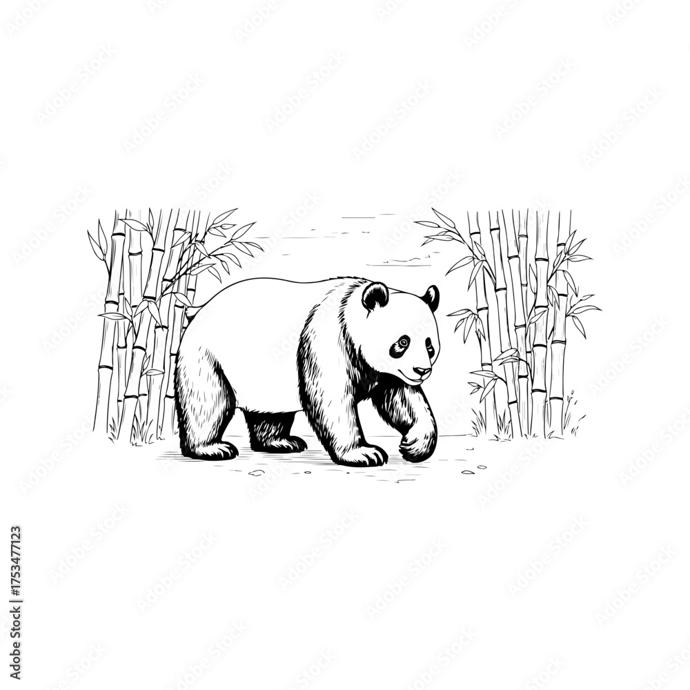 Naklejka premium pandas vector line art design
