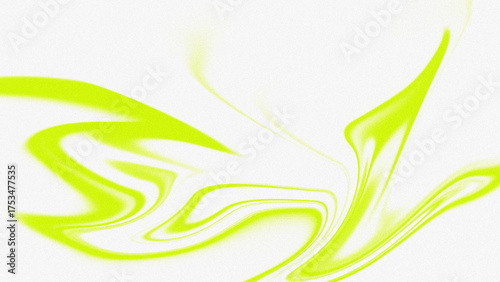 Swirling fluorescent chartreuse liquid movement on a grainy white background