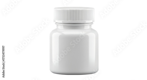 White medicine bottle isolated on transparent background for pharmaceutical packaging mockup