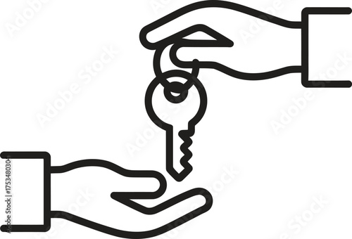 Hand passing key to another hand icon symbol