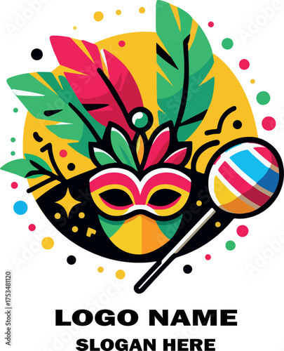 Brazilian carnival logo icon vector white background .