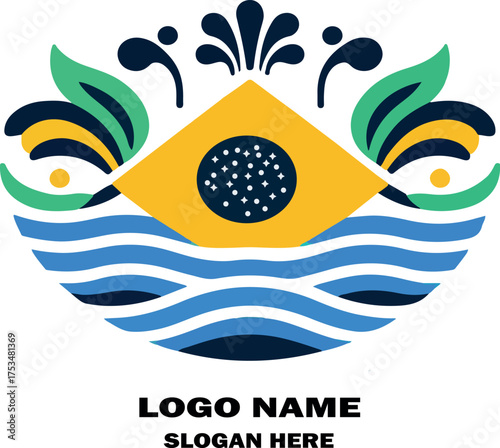 Brazilian carnival logo icon vector white background .