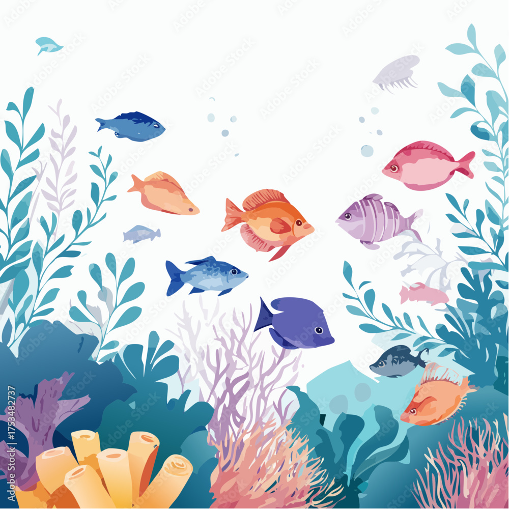 Naklejka premium Traumhafte Unterwasserwelt mit bunten Fischen