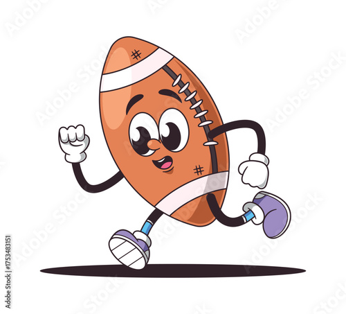 American football ball running forward