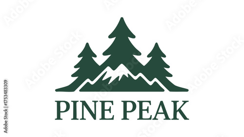 Pine peak logo with mountains and trees