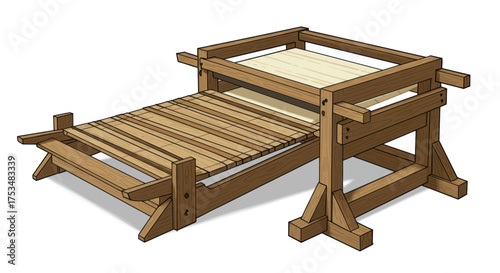 Rustic Wooden Loom for Textile Creation, Evoking Traditional Craftsmanship