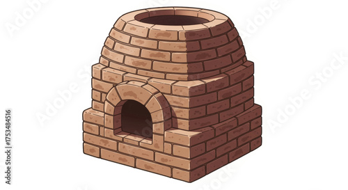 Rustic Brick Kiln Illustration A Traditional Firing Structure for Ceramics and Pottery Production