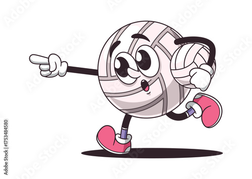 Cute volleyball character playing match
