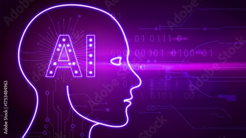 Artificial intelligence concept with human head outline and ai letters inside