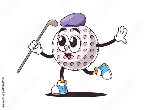 Carefree ball golfer running happily