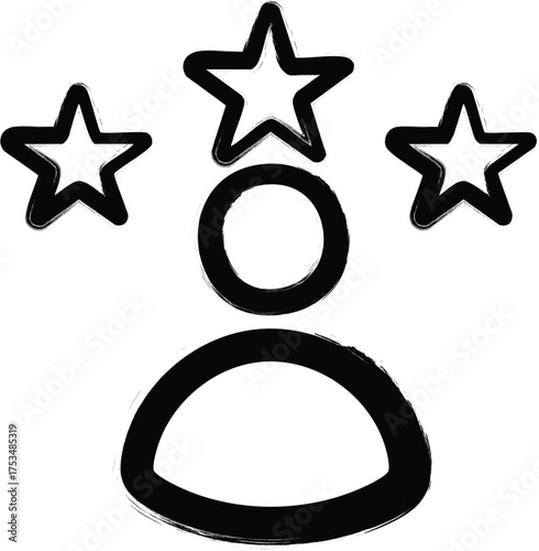 An abstract sketch of a person highlighted by three stars, is a simple yet profound depiction of individual excellence. This illustration celebrates the embodiment of an ideal