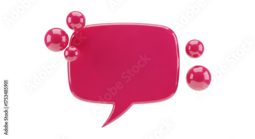 Isolated pink speech bubble with decorative spheres for social media engagement symbol