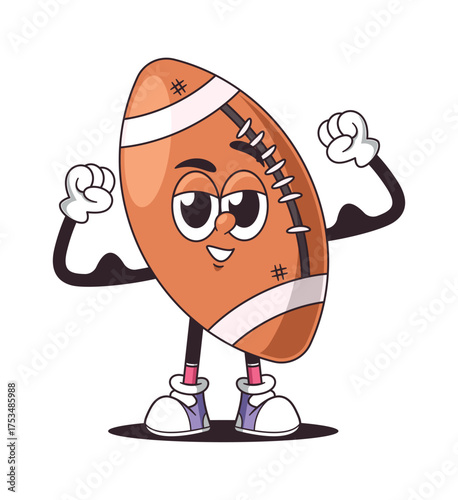 American football ball flexing arms