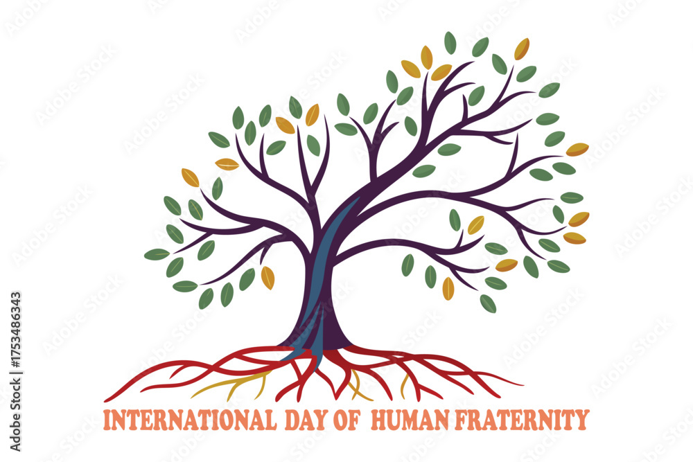 Obraz premium International Day of Human Fraternity Tree of Unity Symbol Vector