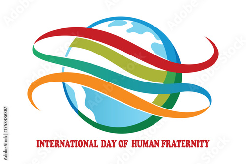 International Day of Human Fraternity Cultural Ribbons Globe Vector