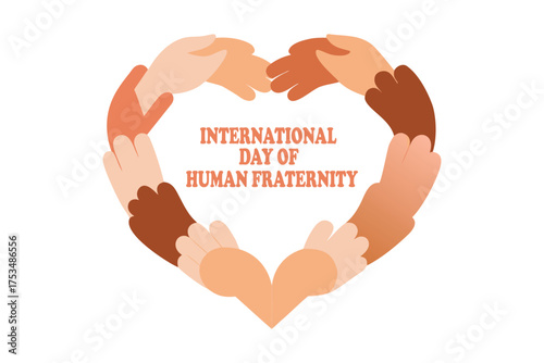 International Day of Human Fraternity Heart of Linked Hands Vector