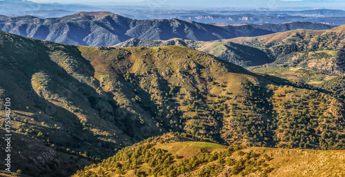 beautiful scenic view on summit mountain in Sardinia at sunset in the Gennarg...