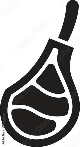 Stylized black and white icon of a lamb chop