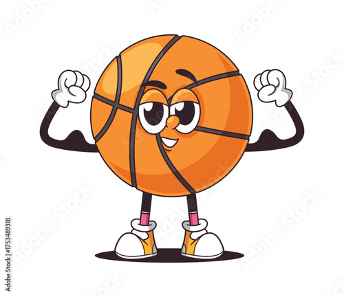 Strong basketball ball flexing arms