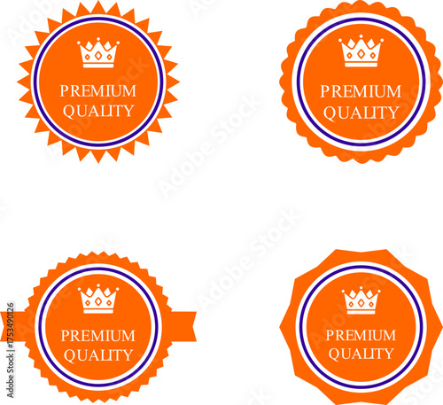 Premium quality badges set – orange round seals collection