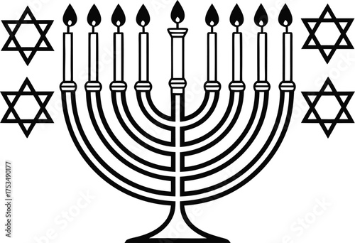 Hanukkah Chanukah celebration illustration design. Jewish Hanukkah festival art design. Menorah candle Hanukkah design. Traditional Hanukkah celebration design. Festival of Lights Hanukkah design