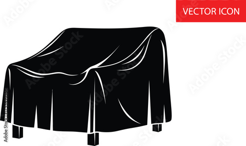 Black draped furniture, mystery, anticipation