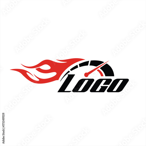 Flaming Speedometer Loco Logo Design