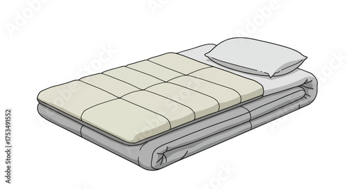 Comfortable Japanese Futon Bed with Pillow for Sleep and Relaxation