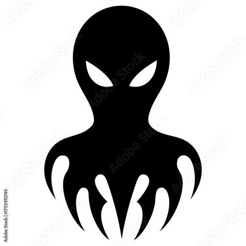 Alien With Tentacles Solid Illustration