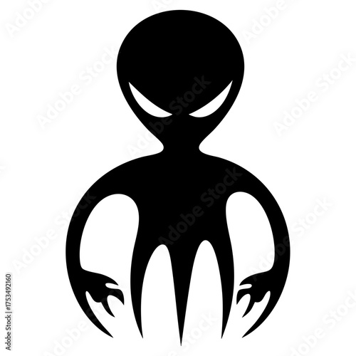 Standing Humanoid Alien Solid Illustration