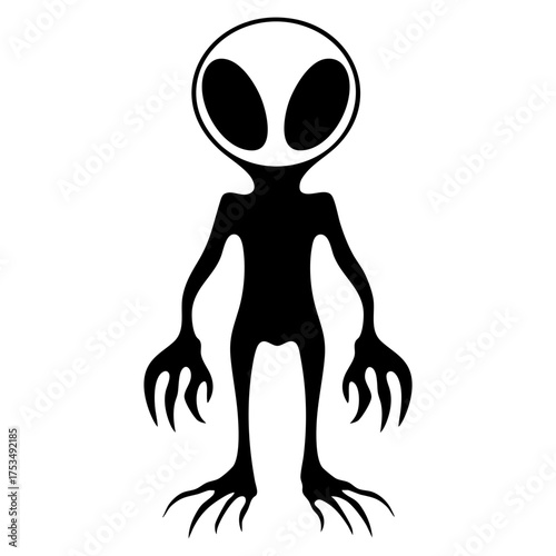 Standing Humanoid Alien Solid Illustration