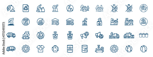 Bold Waste and Recycling Icons Set  Eco Trash, Garbage, and Sustainability Bold Line Vector Collection