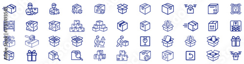 Bold Line Box & Packaging Icons .Delivery, Cargo, Shipping, Open & Closed Parcel Vector Set