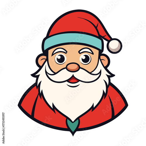 Illustration of santa claus with a red hat and white beard, ideal for christmas cards, holiday decorations, and festive designs