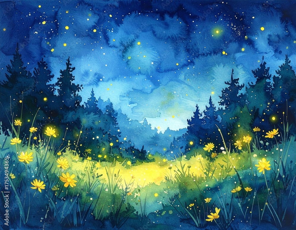 Fototapeta premium Glühwürmchen in einer Sommernacht