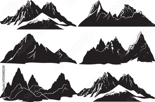 Dramatic mountain silhouettes for logo design work