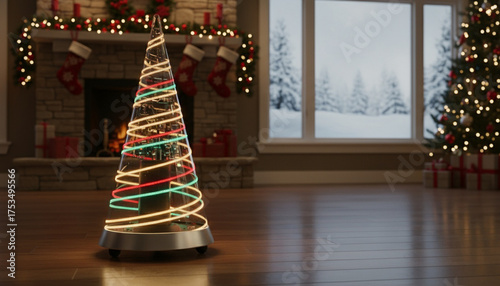 Rolling Robot Christmas Tree - Photorealistic Holiday Tech