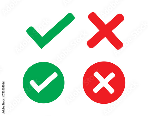 check mark and cross icons.green check mark and red cross mark icon set. Flat and modern checkmark design,vector illustration.