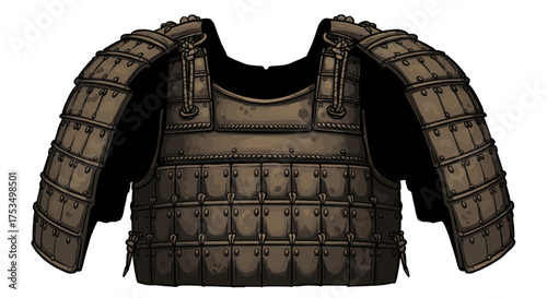 Illustration of Traditional Japanese Armor - Samurai Warrior Chest Plate