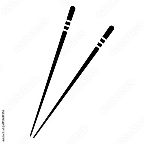 Minimalist Chopstick Icon – Asian Food Symbol in Flat Design