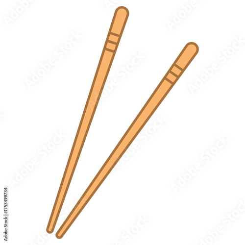 Minimalist Chopstick Icon – Asian Food Symbol in Flat Design