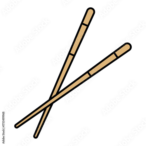 Minimalist Chopstick Icon – Asian Food Symbol in Flat Design