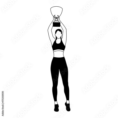 Woman Athlete Winner Holding Trophy Illustration