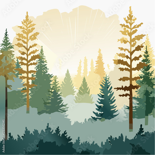 Magischer Wald mit Lichtstrahlen
