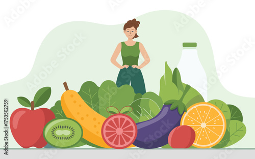 Healthy eating lifestyle vibrant fruits and vegetables balanced diet person