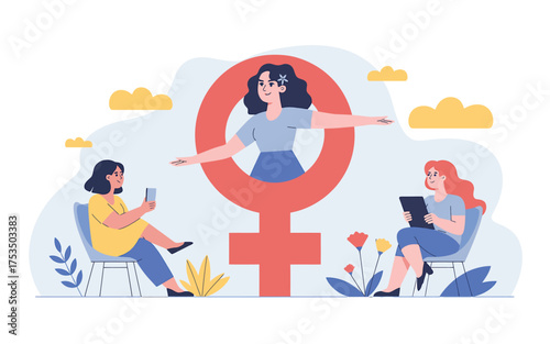 Gender equality and female empowerment symbolizing women's strength and solidarity