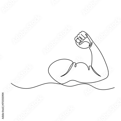  Human arm bicep icon continuous one line drawing outline vector illustration