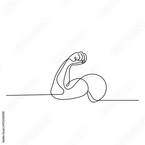  Human arm bicep icon continuous one line drawing outline vector illustration